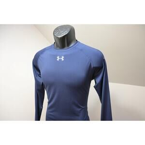 Under Armour Compression Gym Shirt Long Sleeve Athletic HeatGear Blue Mens Sz XL